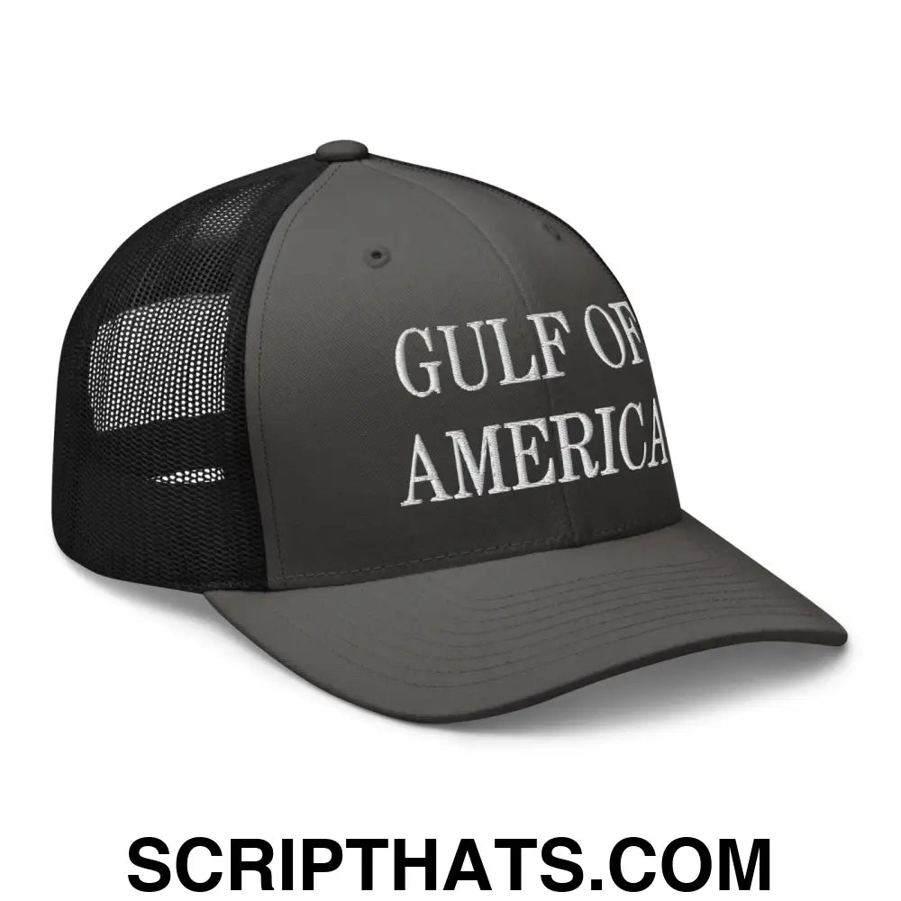 Gulf of America Embroidered Mesh Trucker Hat Charcoal Black