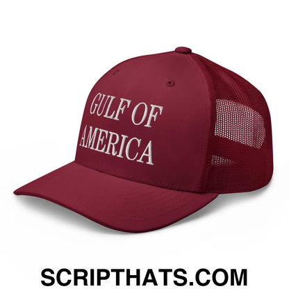 Gulf of America Embroidered Mesh Trucker Hat Cranberry