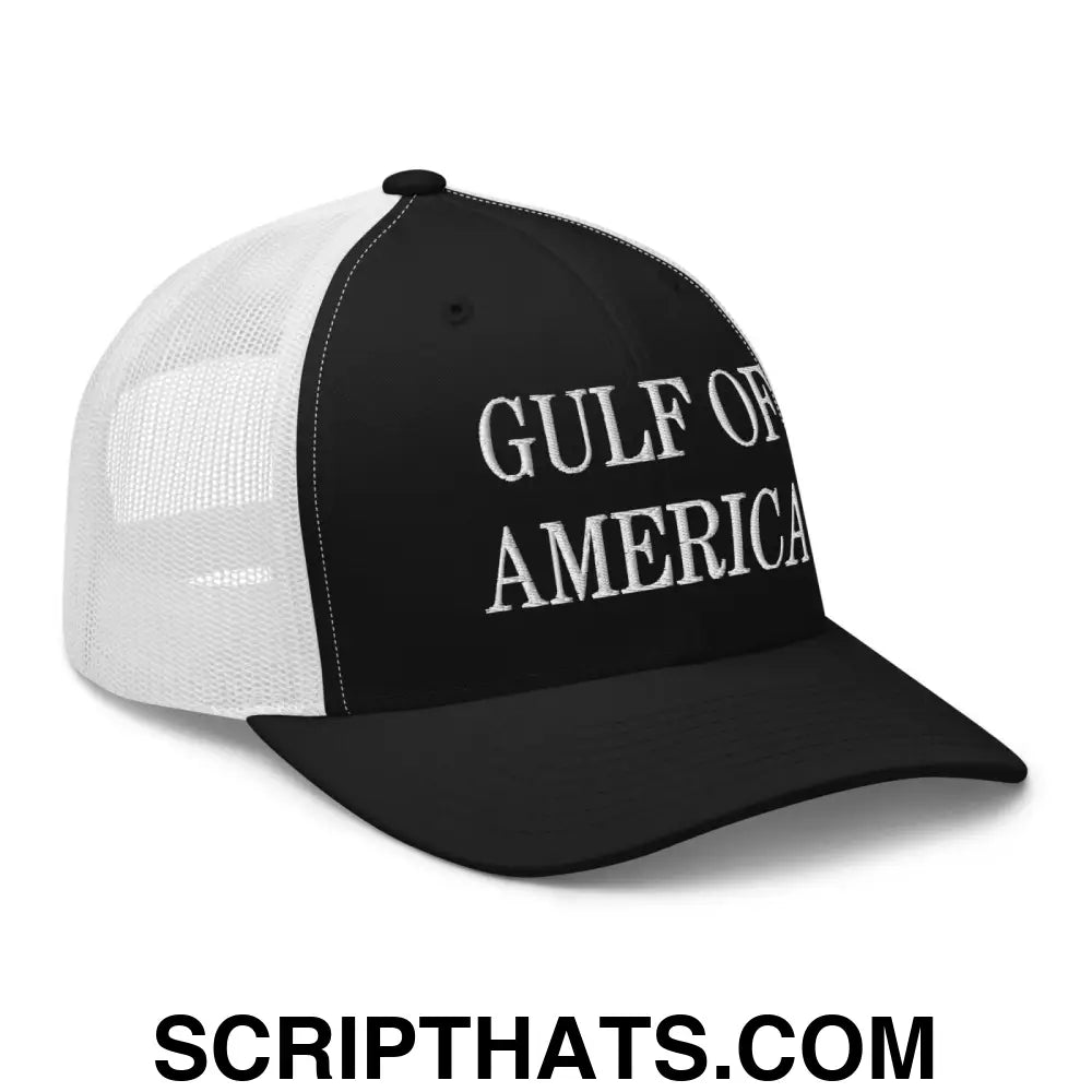 Gulf of America Embroidered Mesh Trucker Hat Black White