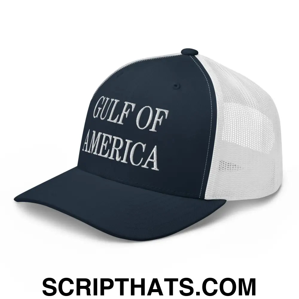 Gulf of America Embroidered Mesh Trucker Hat Navy White