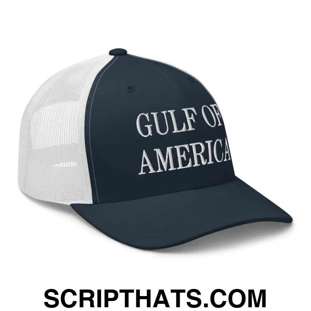 Gulf of America Embroidered Mesh Trucker Hat Navy White