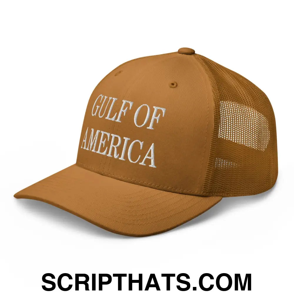 Gulf of America Embroidered Mesh Trucker Hat Caramel