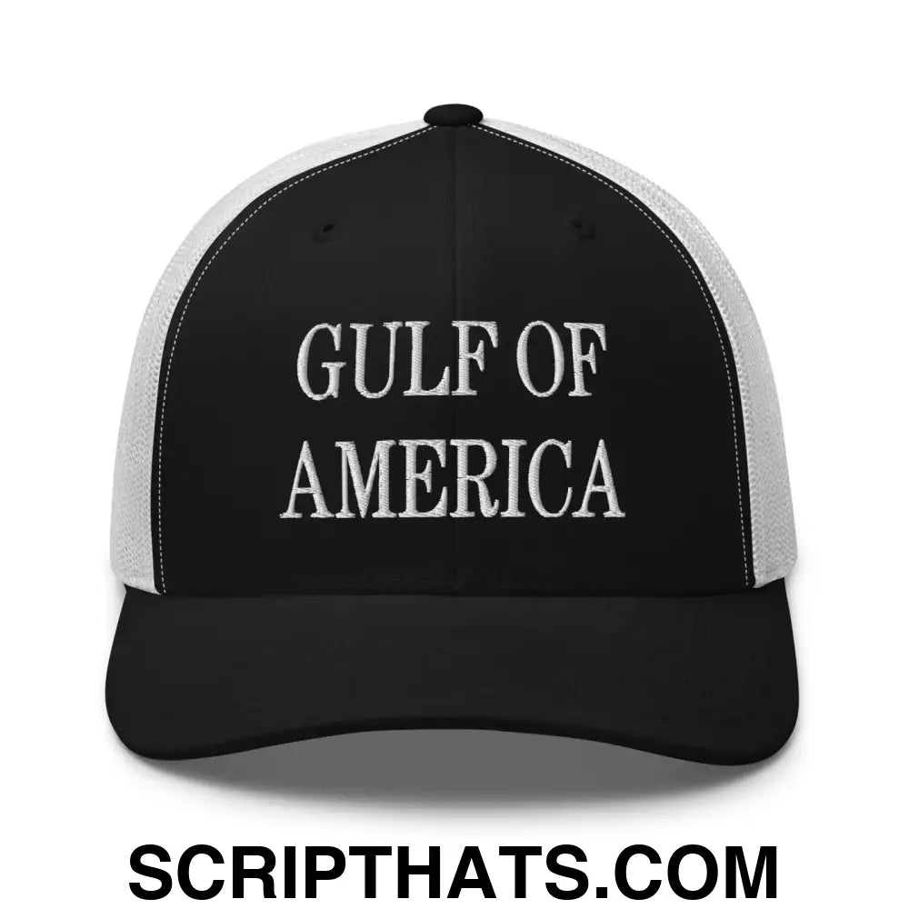 Gulf of America Embroidered Mesh Trucker Hat Black White