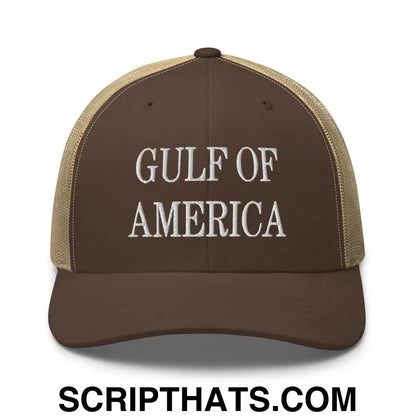 Gulf of America Embroidered Mesh Trucker Hat Brown Khaki