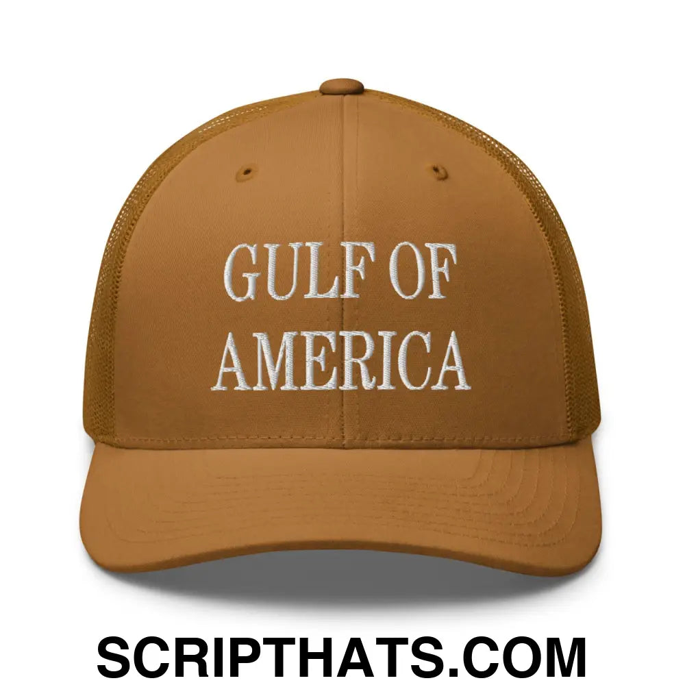 Gulf of America Embroidered Mesh Trucker Hat Caramel