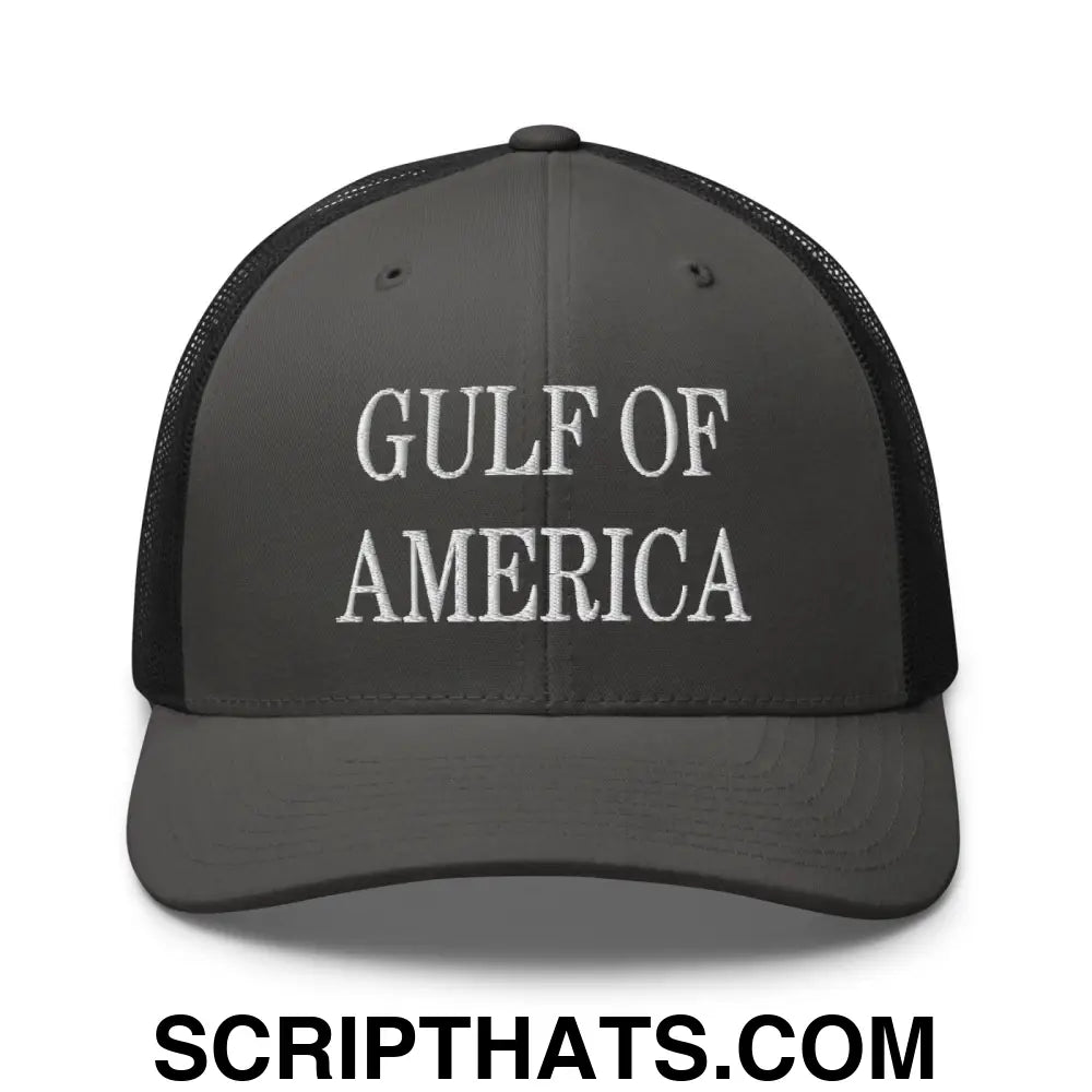 Gulf of America Embroidered Mesh Trucker Hat Charcoal Black