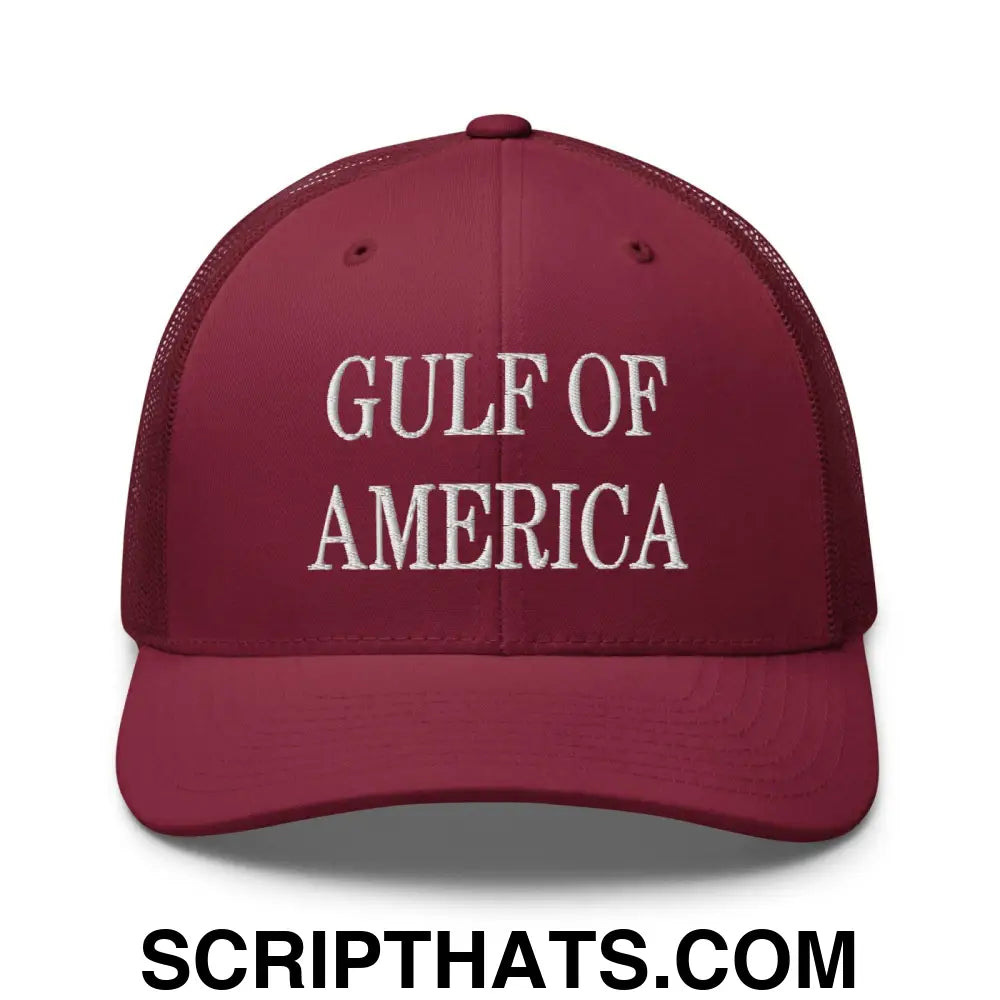 Gulf of America Embroidered Mesh Trucker Hat Cranberry