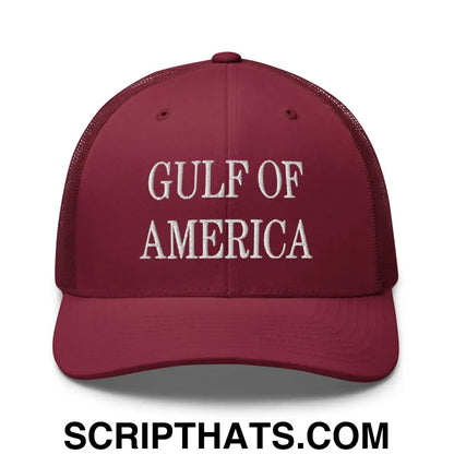 Gulf of America Embroidered Mesh Trucker Hat Cranberry