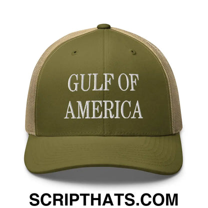 Gulf of America Embroidered Mesh Trucker Hat Moss Khaki