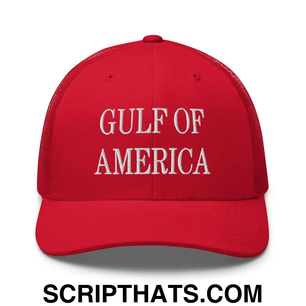 Gulf of America Embroidered Mesh Trucker Hat Red