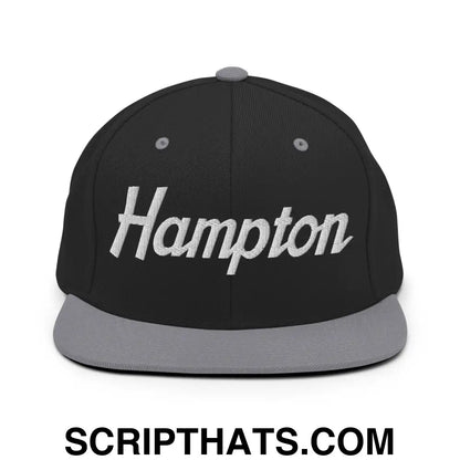 Hampton Script Snapback Hat Black Silver