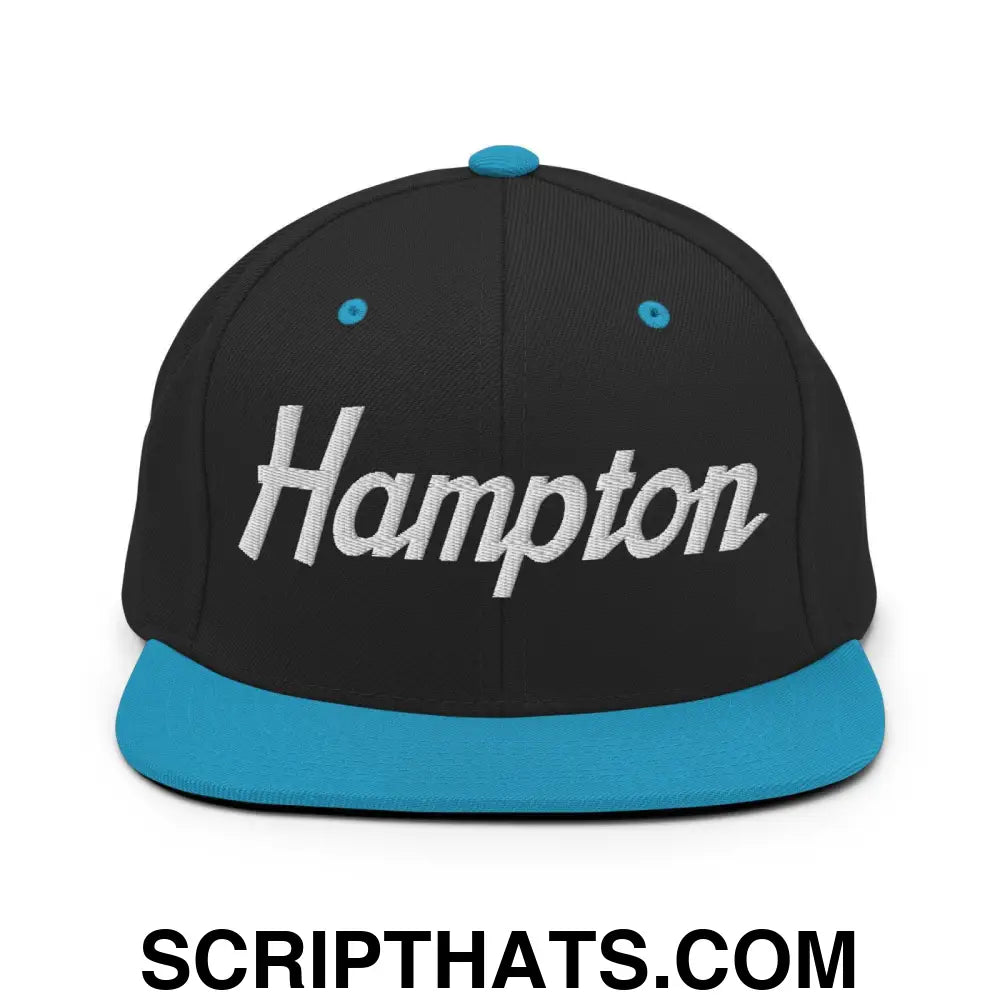 Hampton Script Snapback Hat Black Teal