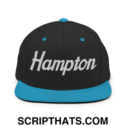 Hampton Script Snapback Hat Black Teal