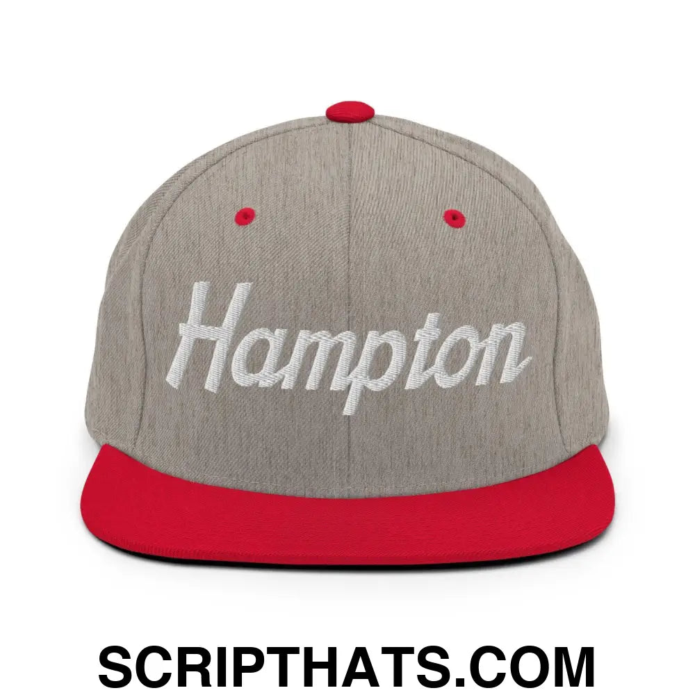 Hampton Script Snapback Hat Heather Grey Red