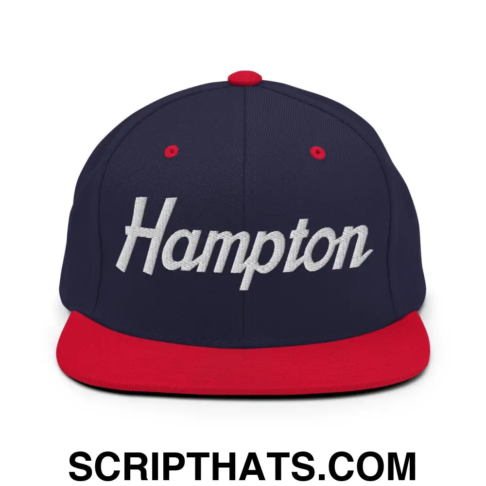 Hampton Script Snapback Hat Navy Red