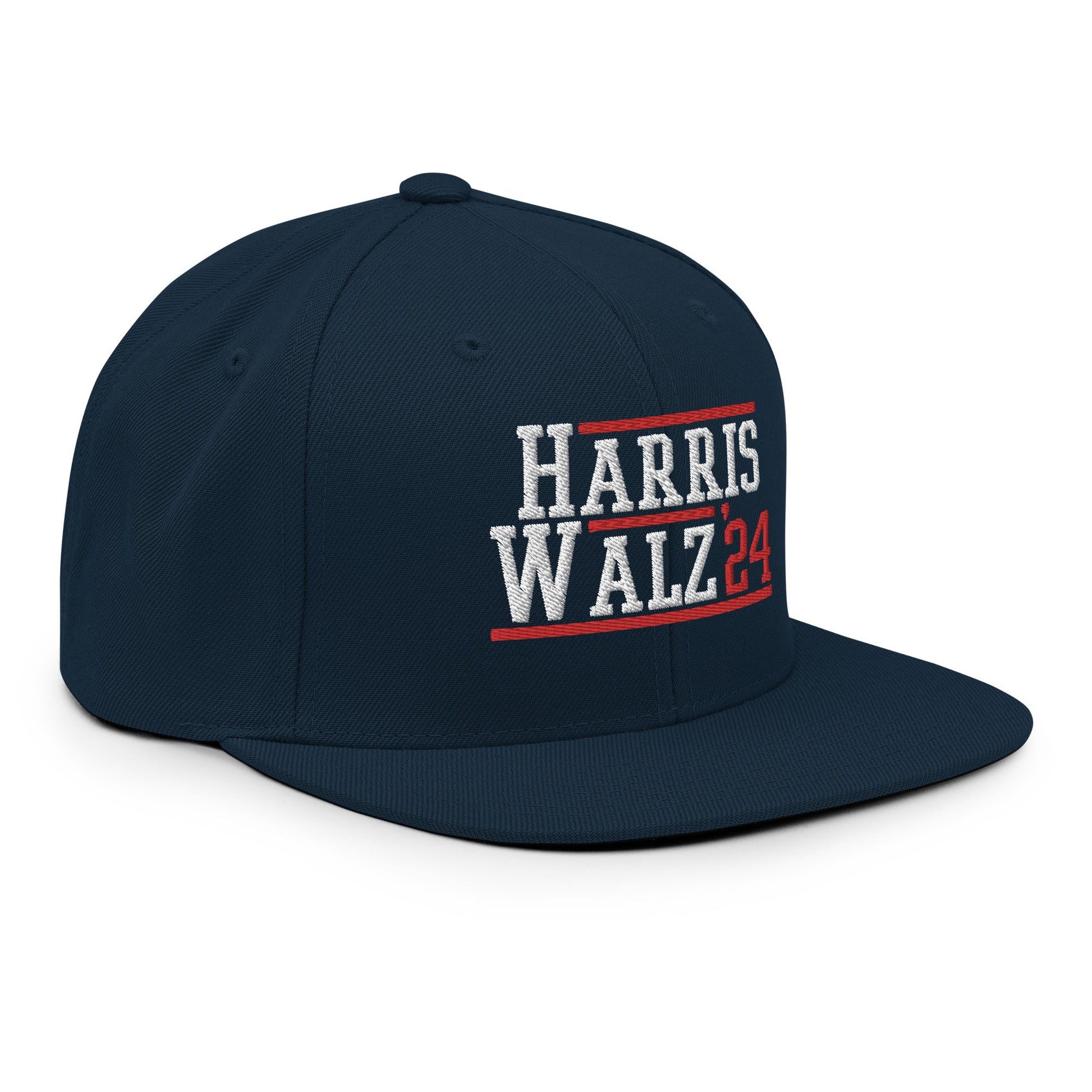 Harris Walz 2024 24 Flat Bill Brim Snapback Hat Dark Navy