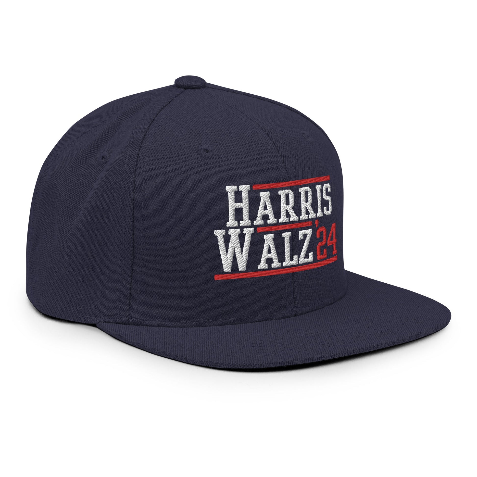 Harris Walz 2024 24 Flat Bill Brim Snapback Hat Navy