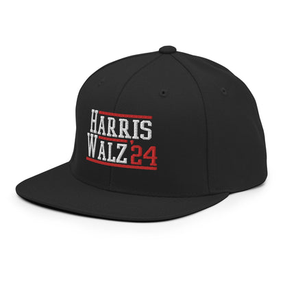 Harris Walz 2024 24 Flat Bill Brim Snapback Hat Black