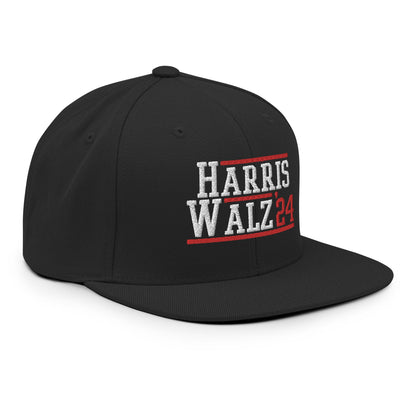 Harris Walz 2024 24 Flat Bill Brim Snapback Hat Black