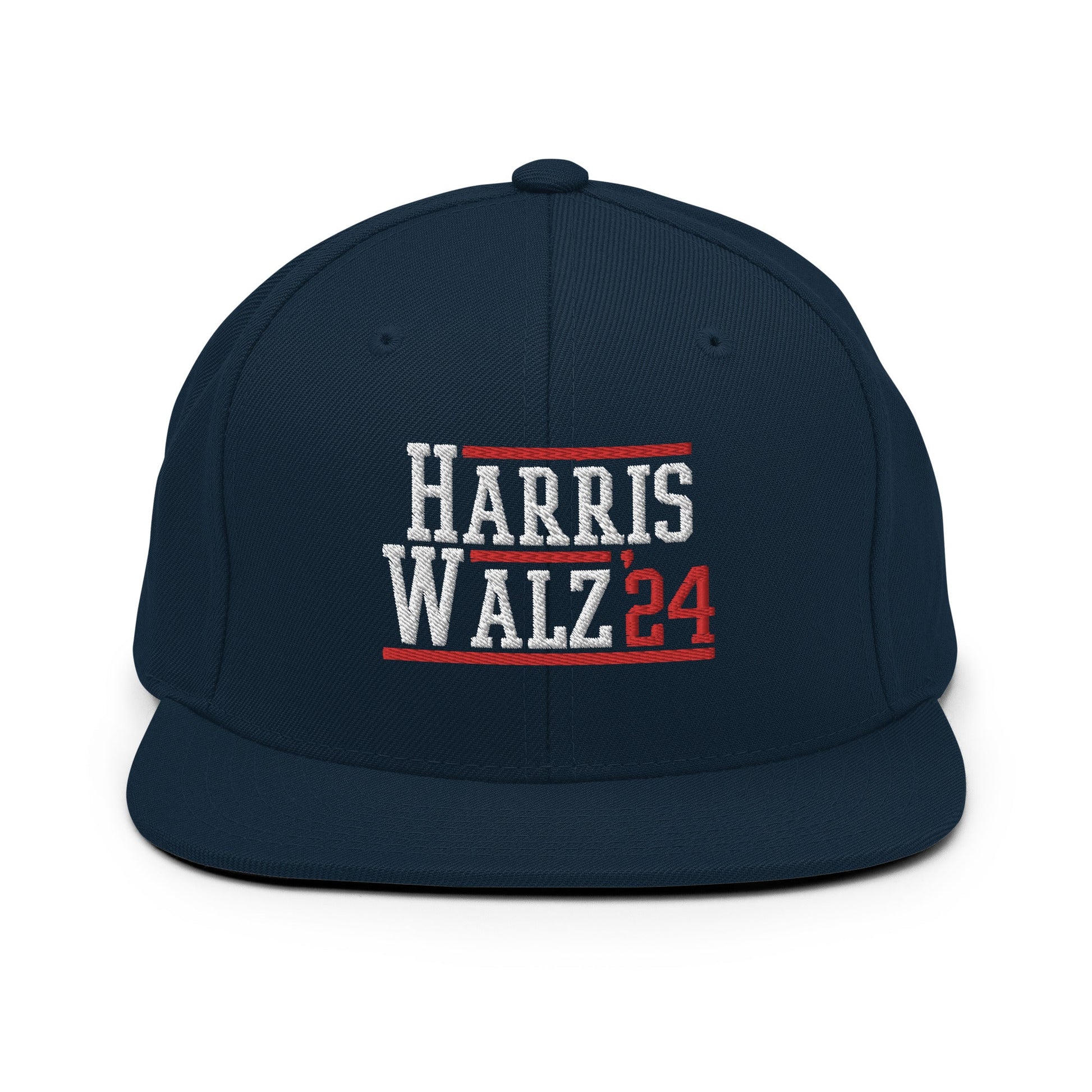 Harris Walz 2024 24 Flat Bill Brim Snapback Hat Dark Navy