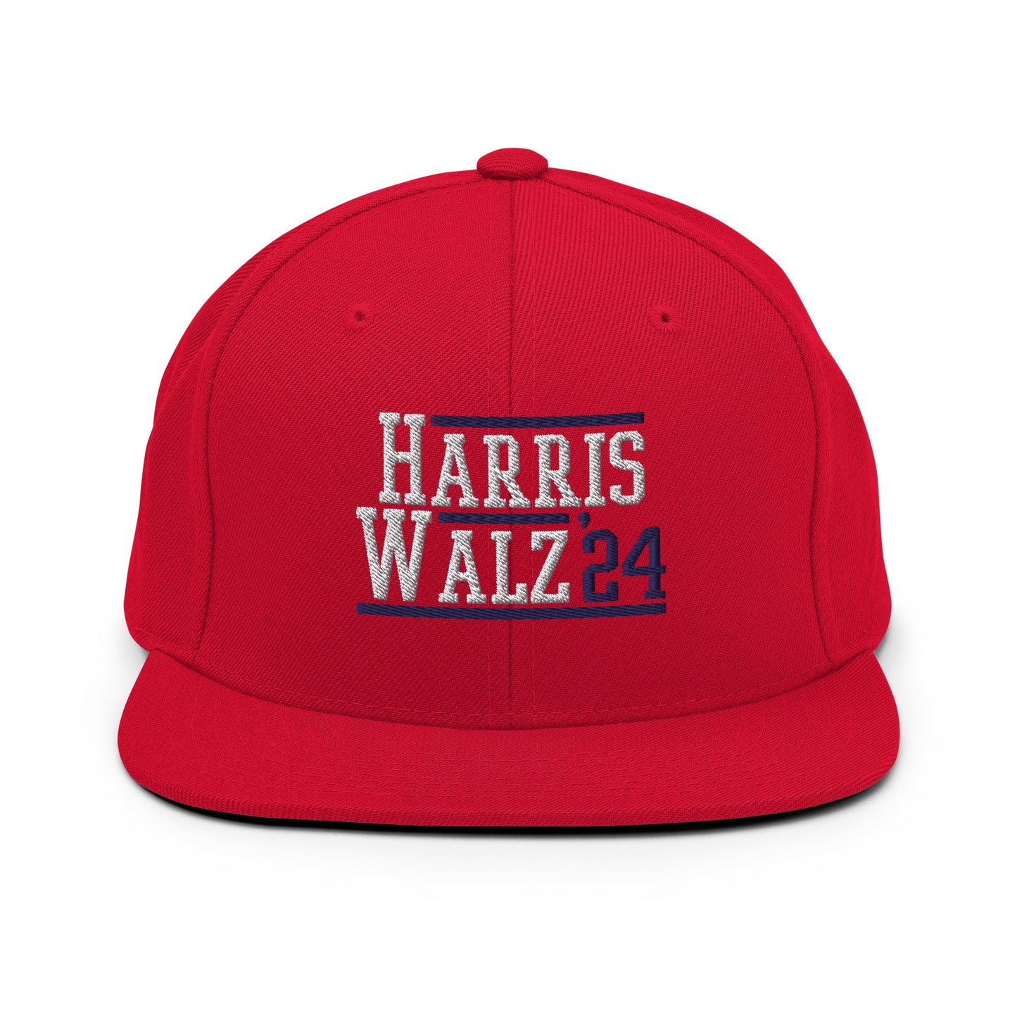 Harris Walz 2024 24 Flat Bill Brim Snapback Hat Red