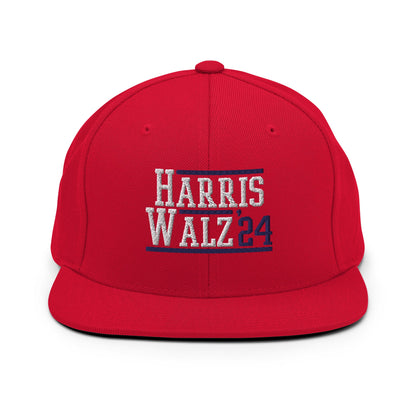 Harris Walz 2024 24 Flat Bill Brim Snapback Hat Red