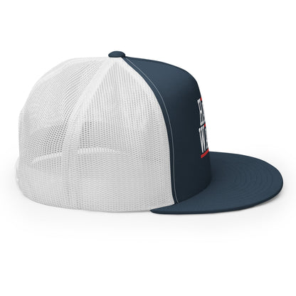 Harris Walz 2024 24 Flat Bill Brim Trucker Hat Navy White