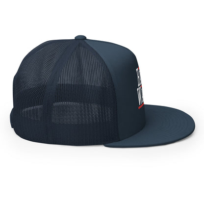 Harris Walz 2024 24 Flat Bill Brim Trucker Hat Navy