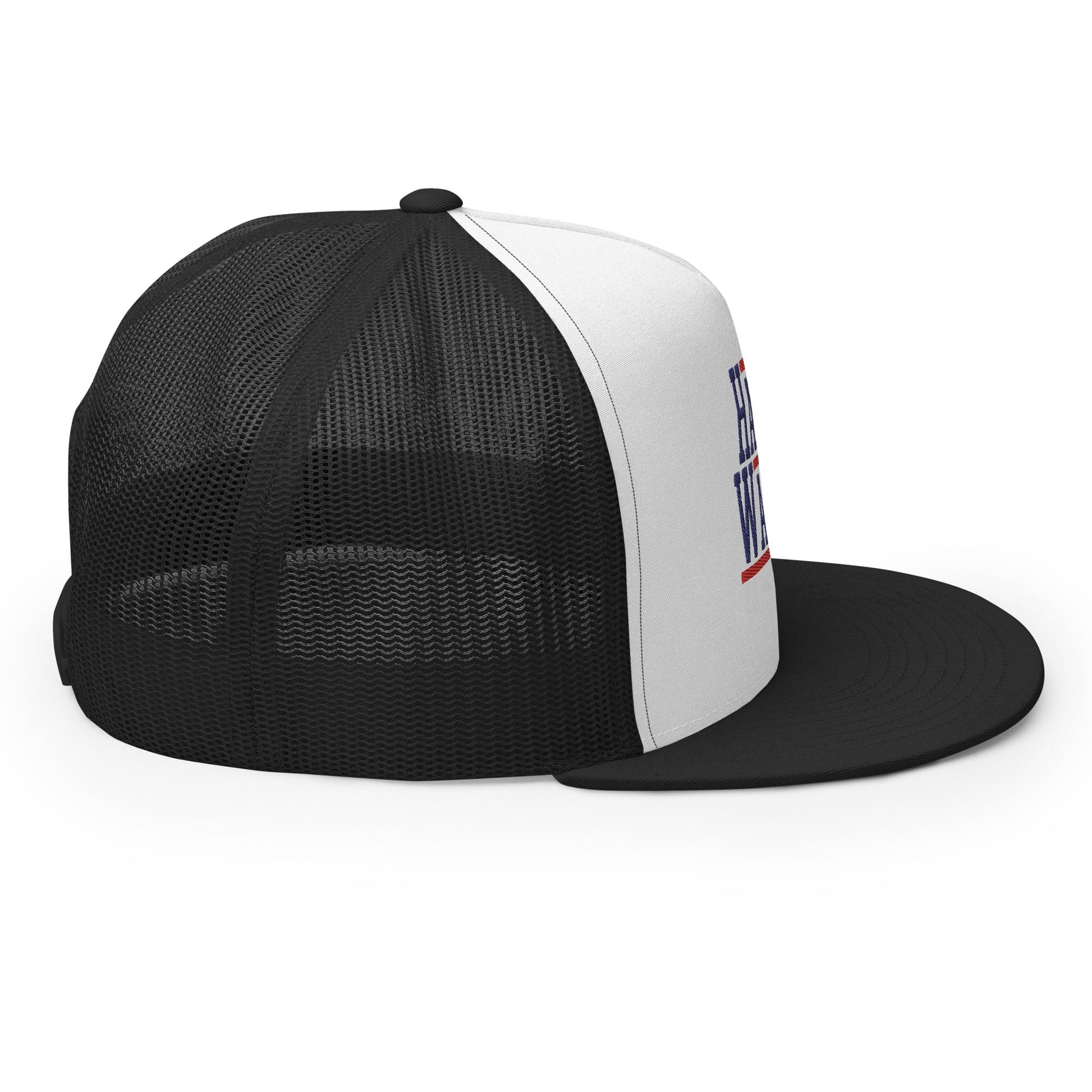 Harris Walz 2024 24 Flat Bill Brim Trucker Hat Black White Black