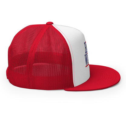 Harris Walz 2024 24 Flat Bill Brim Trucker Hat Red White Red