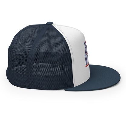 Harris Walz 2024 24 Flat Bill Brim Trucker Hat Navy White Navy