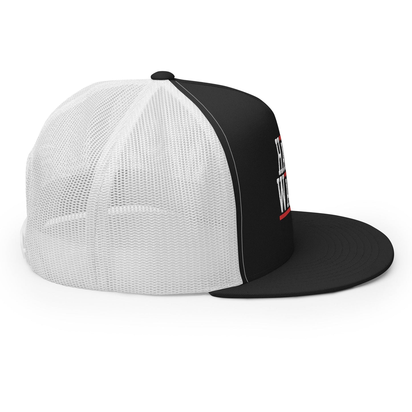 Harris Walz 2024 24 Flat Bill Brim Trucker Hat Black White