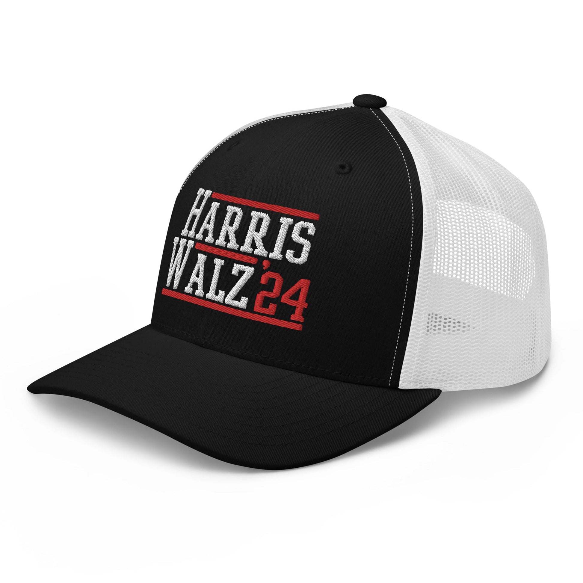 Harris Walz 2024 24 Retro Trucker Hat Black White