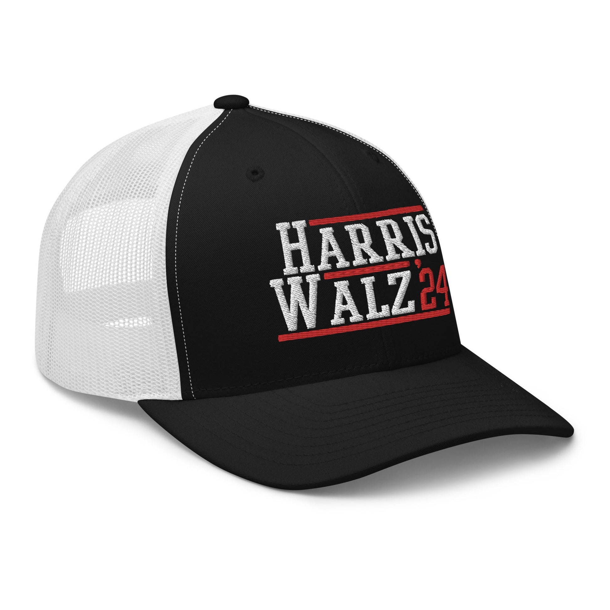 Harris Walz 2024 24 Retro Trucker Hat Black White