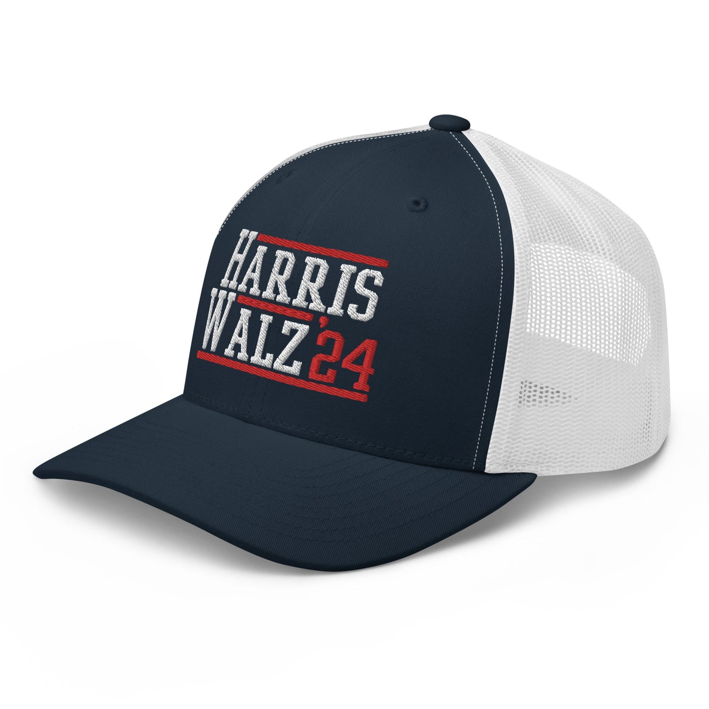 Harris Walz 2024 24 Retro Trucker Hat Navy White