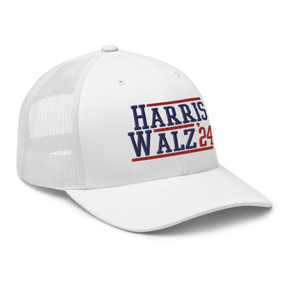 Harris Walz 2024 24 Retro Trucker Hat White