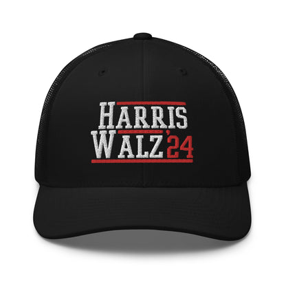 Harris Walz 2024 24 Retro Trucker Hat Black