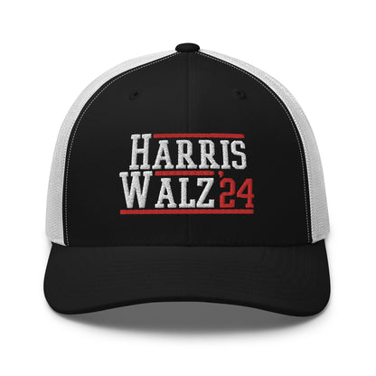 Harris Walz 2024 24 Retro Trucker Hat Black White