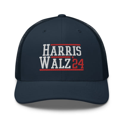 Harris Walz 2024 24 Retro Trucker Hat Navy