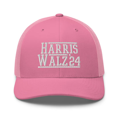 Harris Walz 2024 24 Retro Trucker Hat Pink