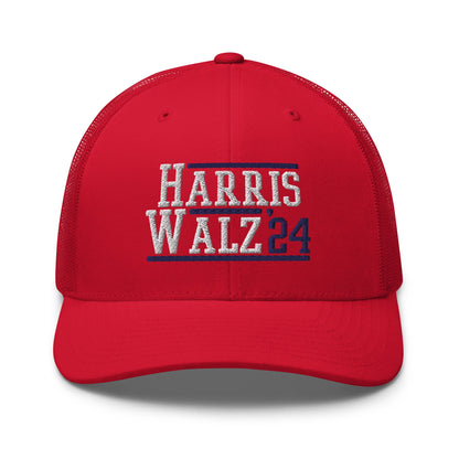 Harris Walz 2024 24 Retro Trucker Hat Red