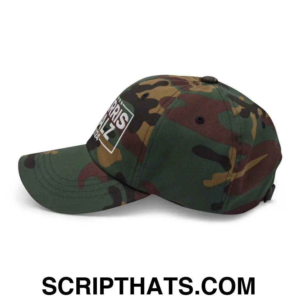 Harris Walz 2024 Dad Hat Green Camo