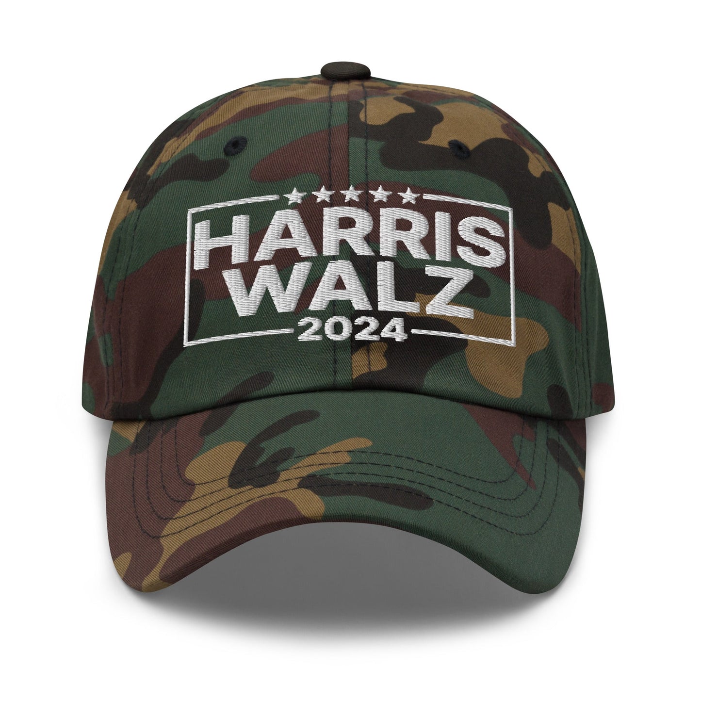 Harris Walz 2024 Dad Hat Green Camo