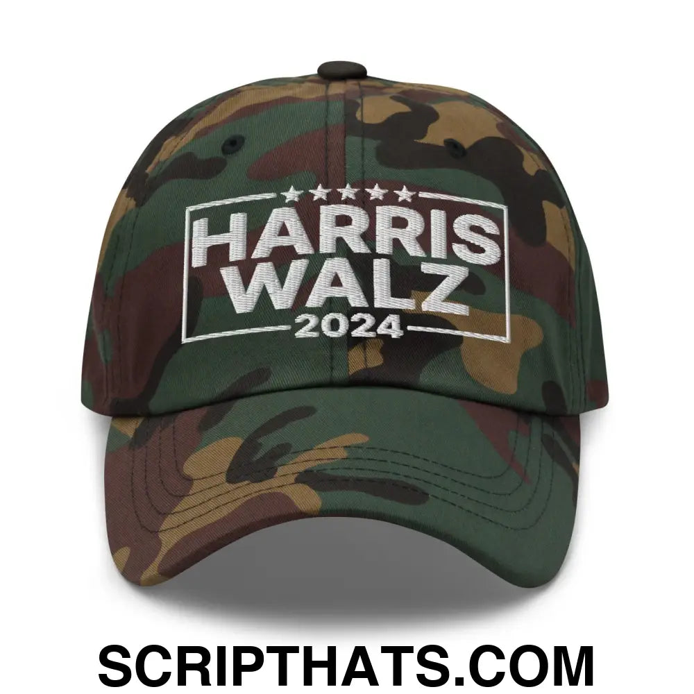 Harris Walz 2024 Dad Hat Green Camo