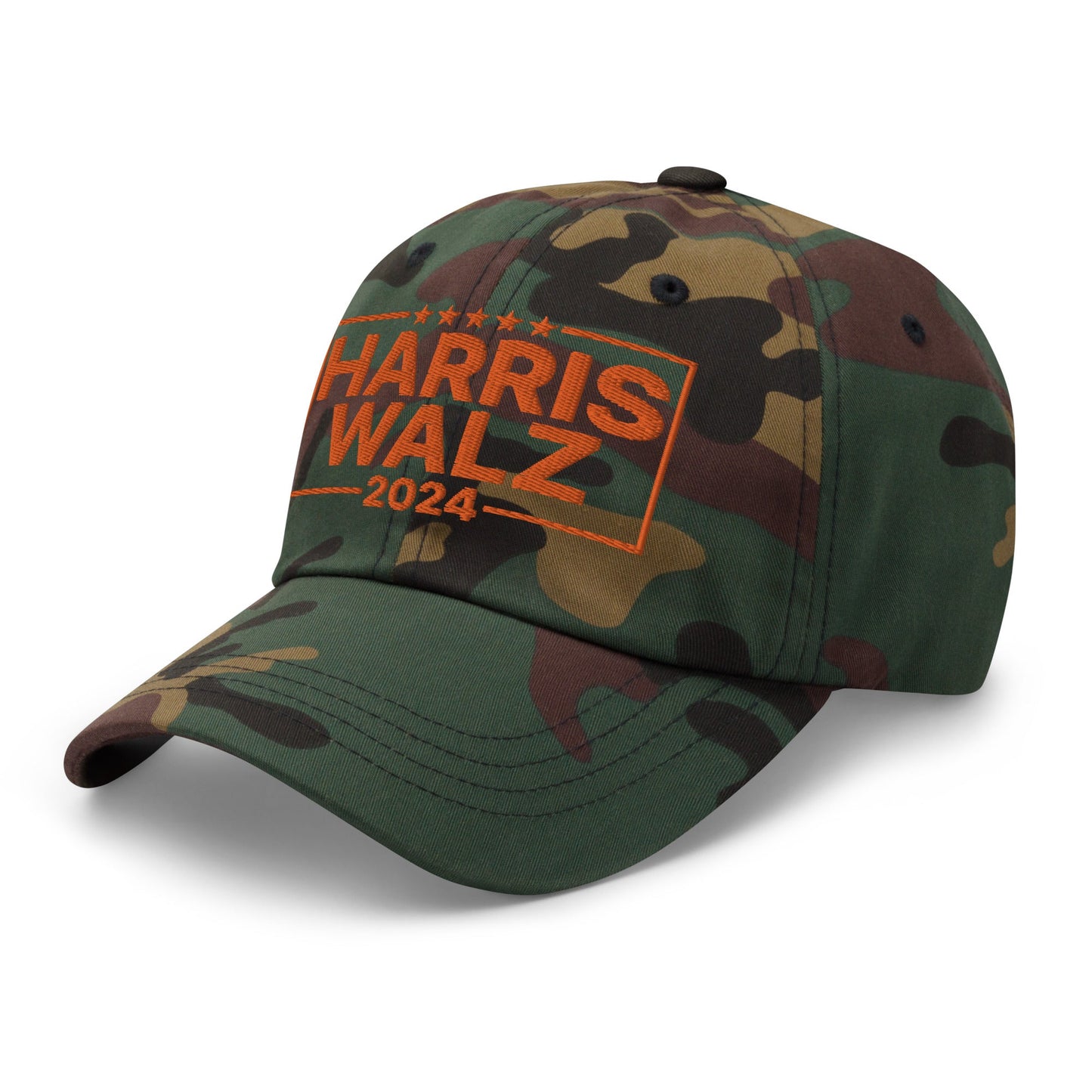 Harris Walz 2024 Dad Hat Orange Camo Camo