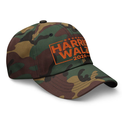 Harris Walz 2024 Dad Hat Orange Camo Camo