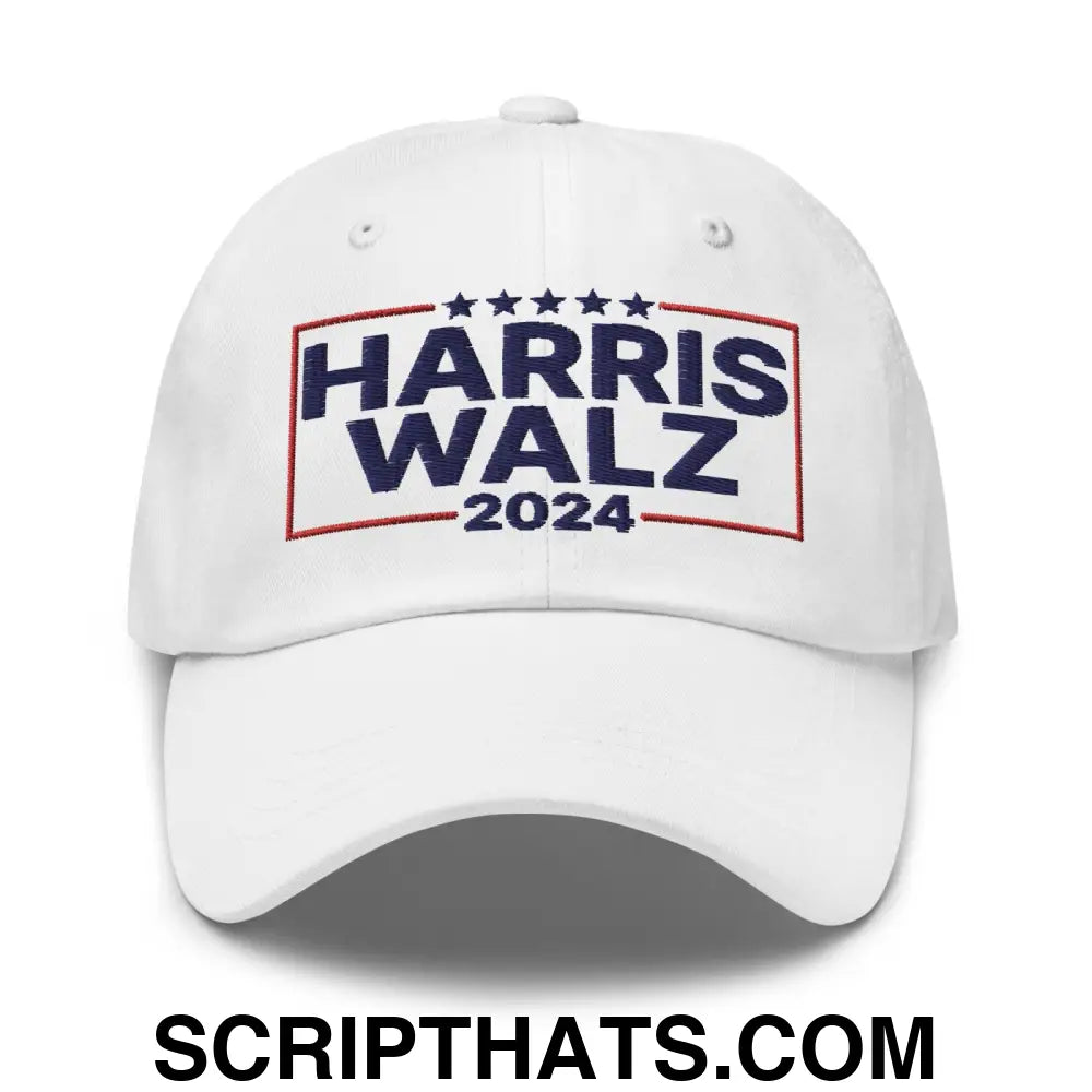 Harris Walz 2024 Dad Hat White