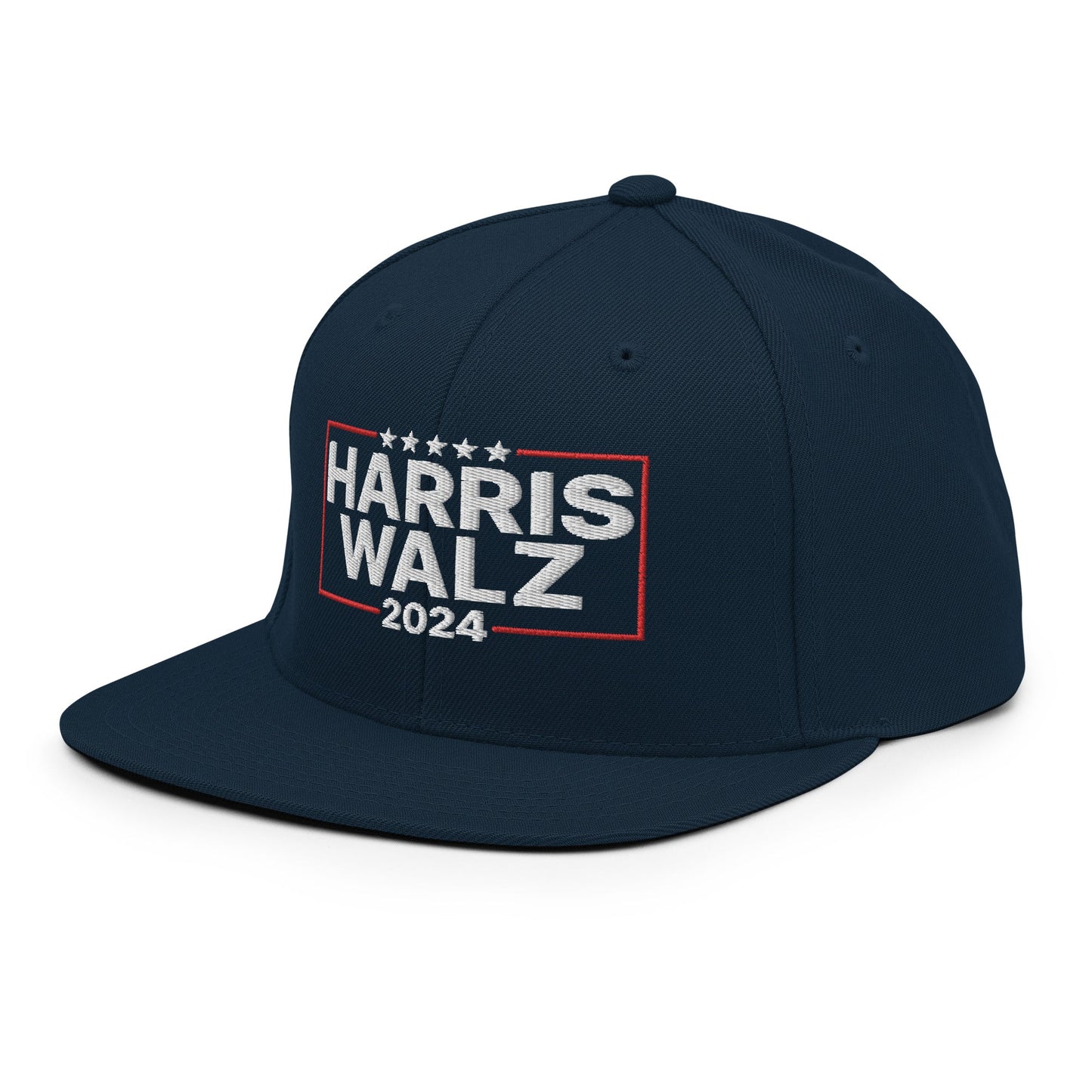 Harris Walz 2024 Flat Bill Brim Snapback Hat Dark Navy