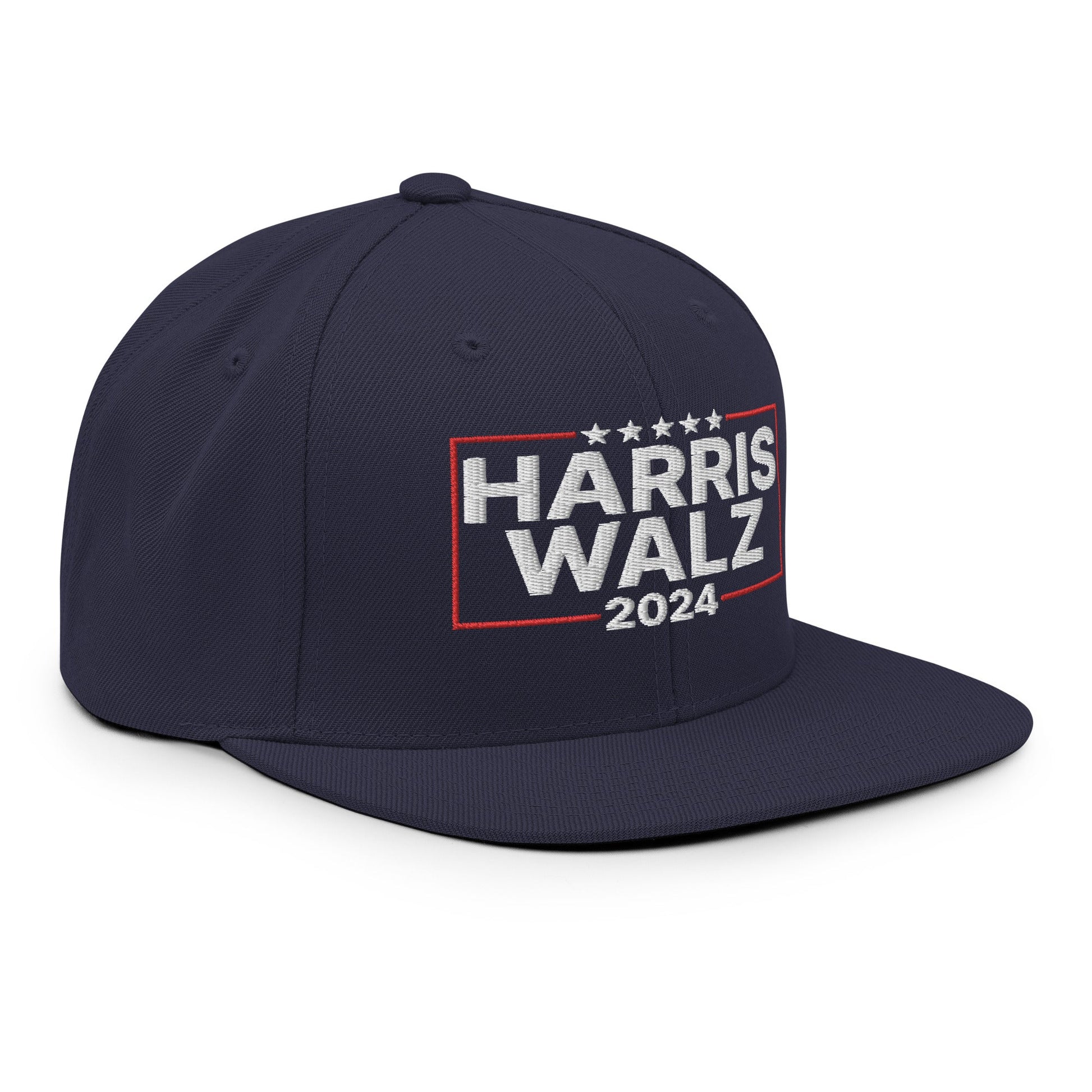 Harris Walz 2024 Flat Bill Brim Snapback Hat Navy