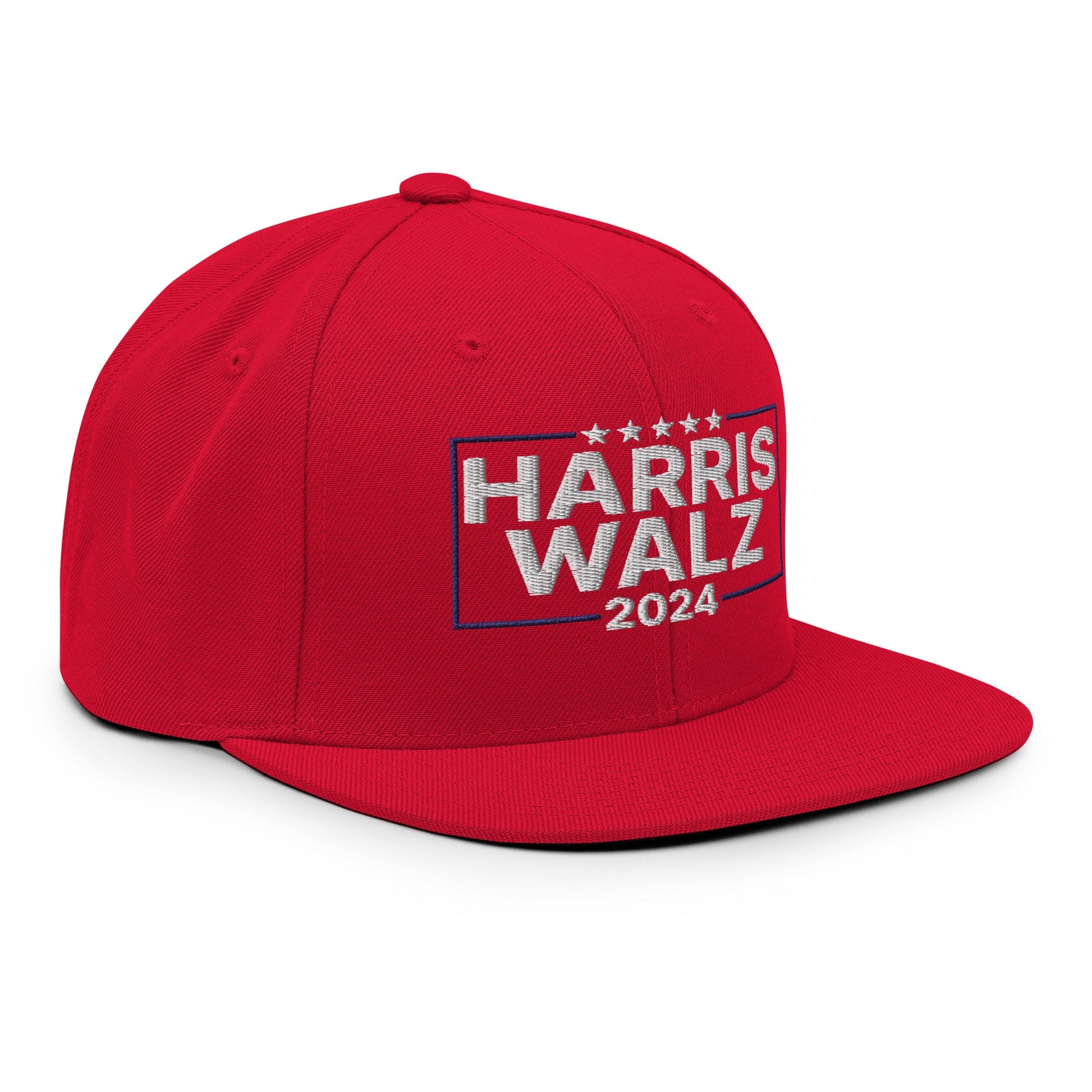 Harris Walz 2024 Flat Bill Brim Snapback Hat Red